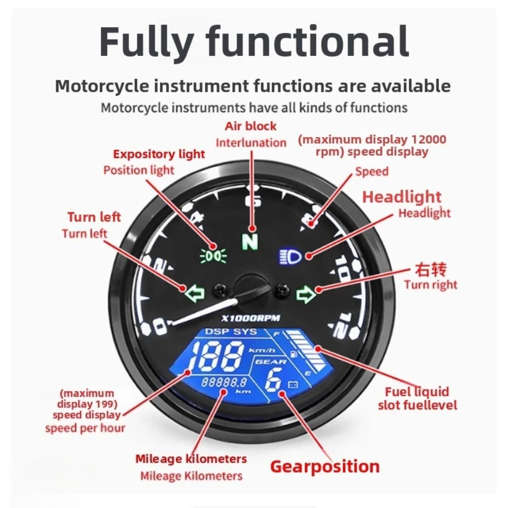 Universele motorfietsmeter sne - Motorcycle Gear Indicator recensie en prijs